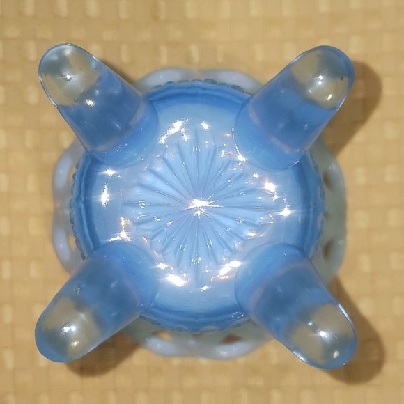 Vintage Imperial Glass Katy Blue Opalescent Vase with Lace Top - Picture 6 of 6